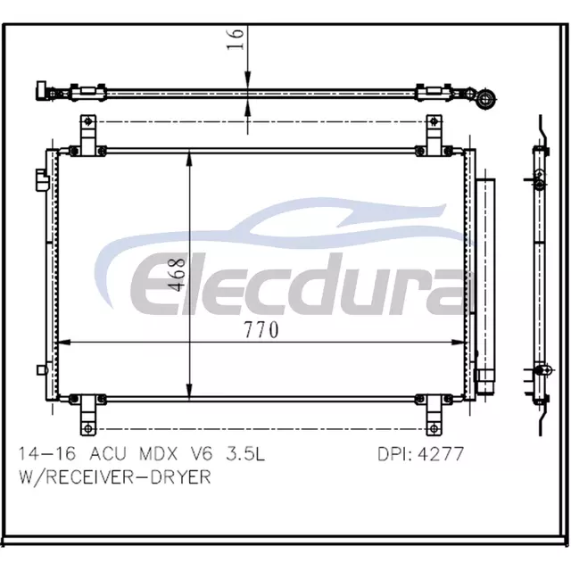 80100TZ5A03 Honda Acu Mdx 2014-2016 V6 A/C Ensemble condensateur 16 mm