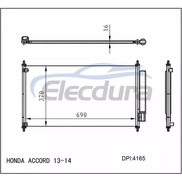 80110T2FA01 Honda Accord 2013-2014 A/C kondenz&aacute;tor 16mm j&aacute;dro
