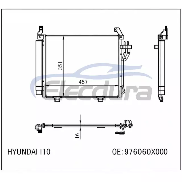 97606-0X000 Hyundai I-10 2010-2013 Skraplacz klimatyzacji