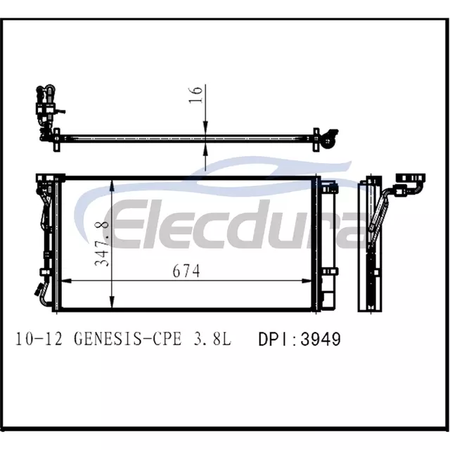 976062M100 Hyundai Genesis 2010-2012 3.8LA/C Condensador com receptor/secador