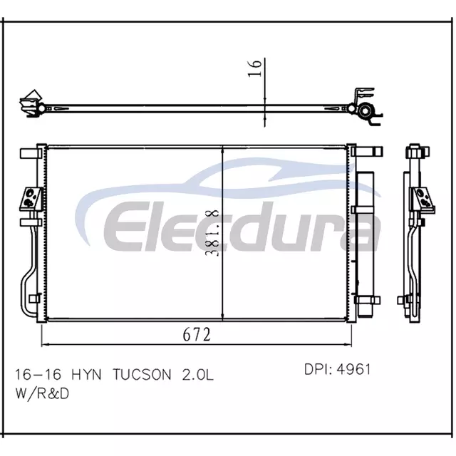 97606D3500 Hyundai Tucson 2016+ 2.0LA/C Sestava kondenz&aacute;toru 16mm j&aacute;dro