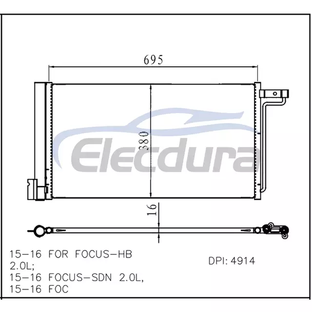 F1FZ19712A Ford Focus 2015-2016 Конденсатор кондиционера
