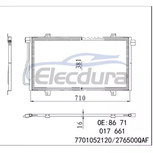 8671017661 Renault Master II Box 2000+ Condensatore A/C Nucleo da 16 mm