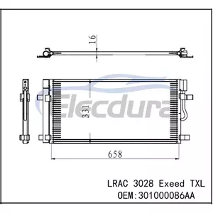 301000086AA Chery Exeed Txl 2019-2023 Condensador de A/C