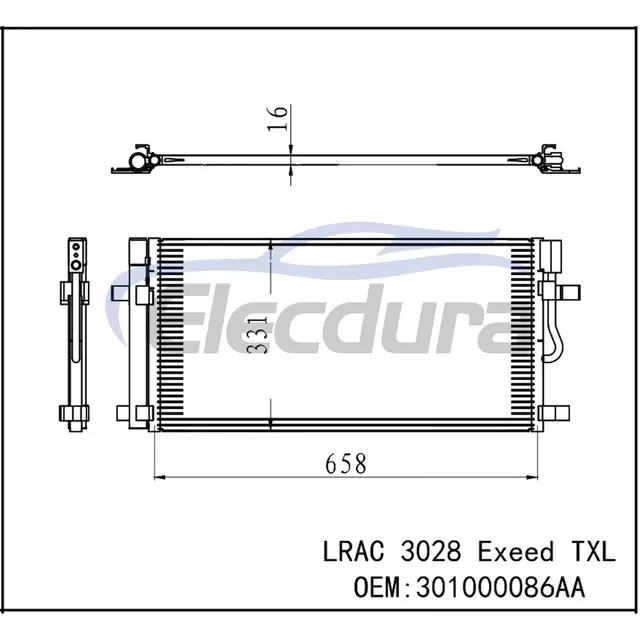 301000086AA Chery Exeed Txl 2019-2023 Condensador A/C