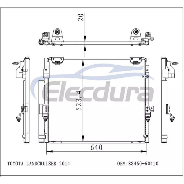 8846060410 Toyota Grj200 2007-2016 Конденсатор кондиционера в сборе