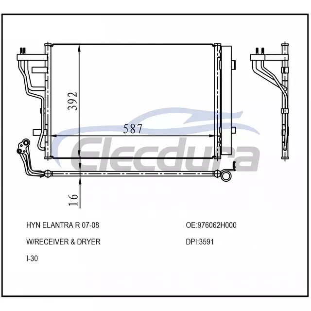 976062H000 Hyundai Elantra R 2007-2008 Zesp&oacute;ł skraplacza klimatyzacji
