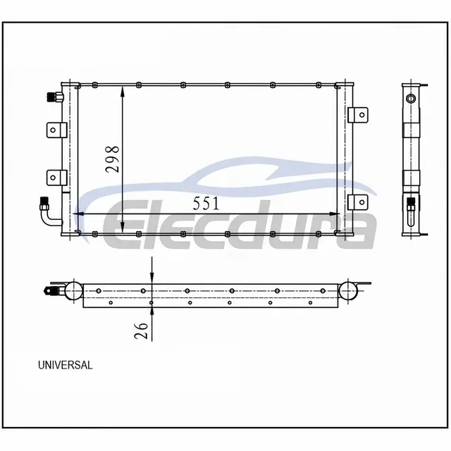 Universale Condensatore A/C 551 &times; 302 &times; 26 mm