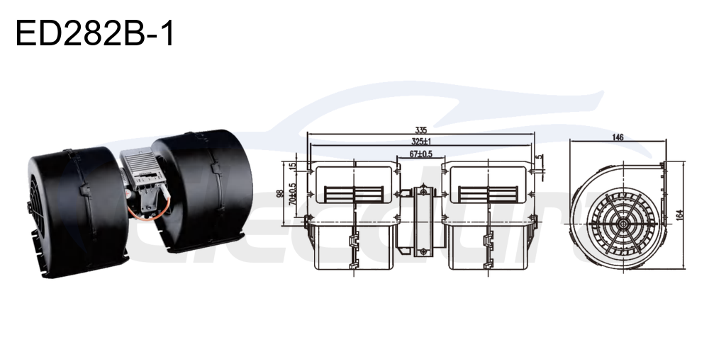 Conjunto de motor soprador 27V 380W HVAC , fluxo de ar de 1000m&sup3;/h